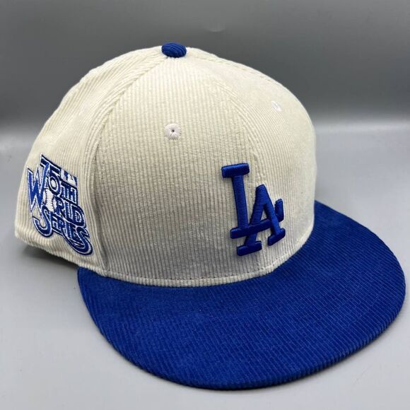 Los Angeles LA Dodgers Hat Men 7 5/8 Corduroy 59Fifty New Era Fitted Cap‎ New